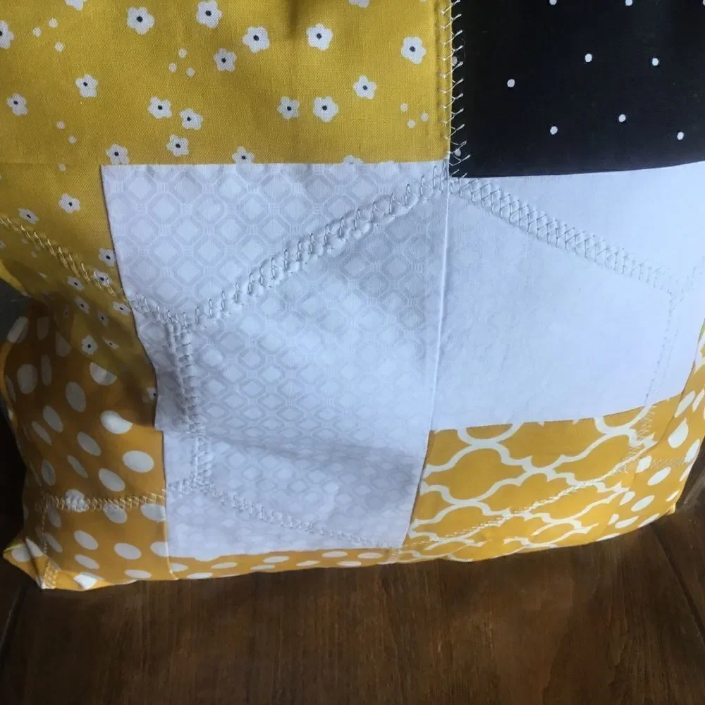 CLOSEOUT SALE $10 NWT Hand Crafted  Pillow Yellows, White  Black Bee Fabrics